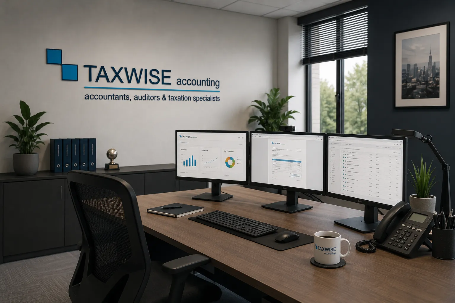 Modern Taxwise Accounting office workspace in Sale, Manchester